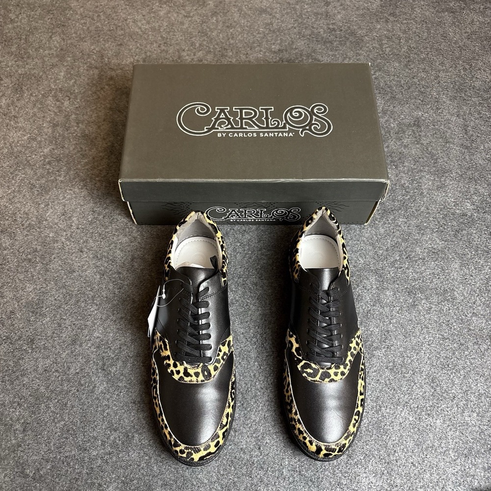 Carlos Santana Lennox Black Leopard Leather Sneakers Men's Size 10.5 D NIB.‎  S1